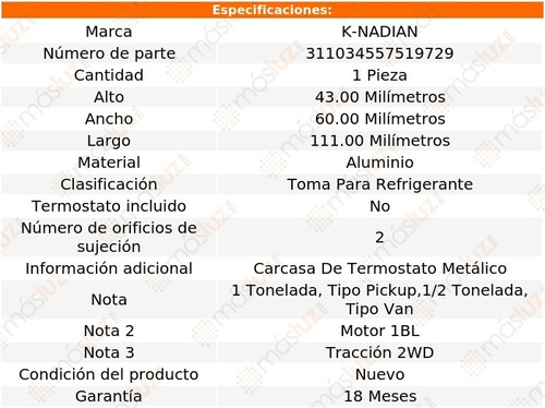 Toma De Refrigerante Aluminio 2 Pernos A100 L6 3.7l 64/70