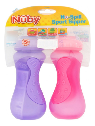 2 Vasos Deportivos Antiderrames Nuby Sport Sipper 10 Oz +12m Color Violeta/fucsia