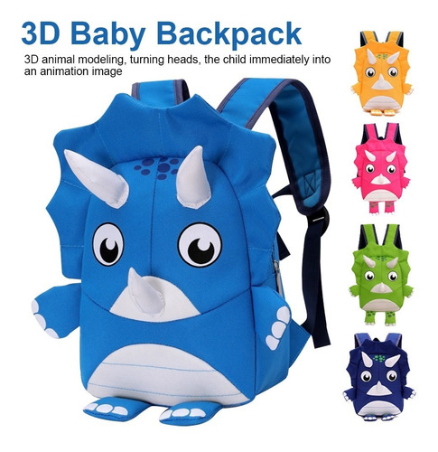 Mochila Para Niño Niña 3d Dinosaurio Impermeable Antipérdida