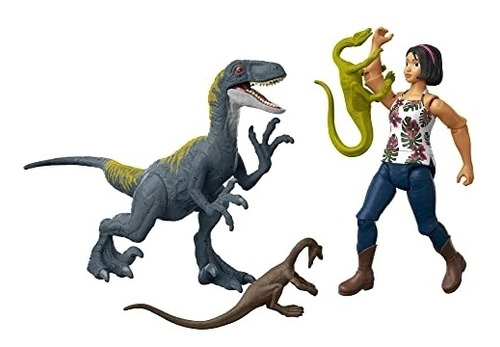 Muñeco Velociraptor Y 2 Figuras De Acción Coleccionables