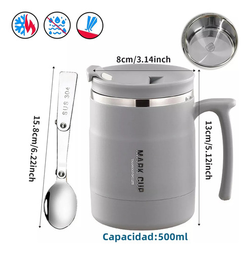 Termo De Acero Inoxidable Con Cuchara