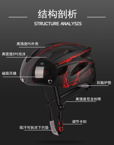 Casco De Bicicleta Con Luz Trasera Led Y Gafas Moda A