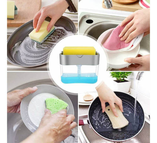 Dispensador De Jabón Para Platos Con Soporte Para Esponjas (