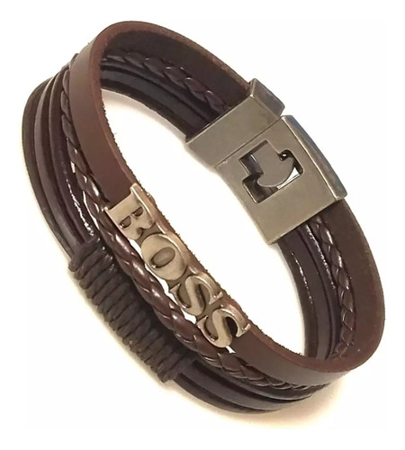 Pulsera Cuero Trenzada Hombre Moda Boss Regalo Amor Amistad