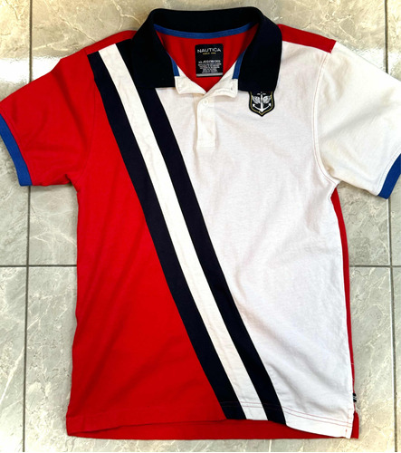 Playera Polo Náutica Original Rojo Blanco Azul Americana