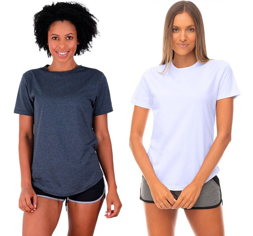 Kit 2 Camiseta Longline Feminina Mxd Conceito Cores Lisas