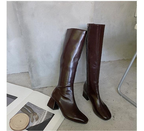 Botas Planas De Tacón Bloque Zapatos De Mujer De Goma