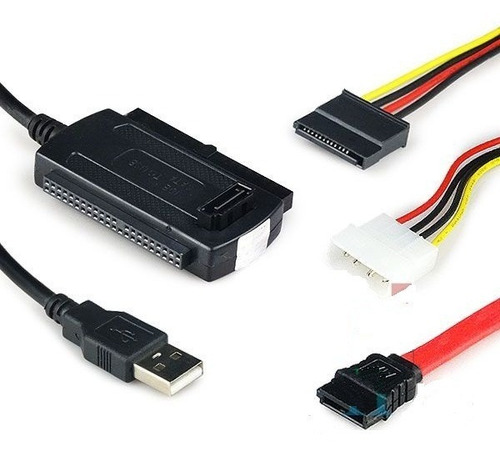 Cabo Adaptador Conversor Usb 2.0 P/ Ide Sata + Fonte 3 Em 1