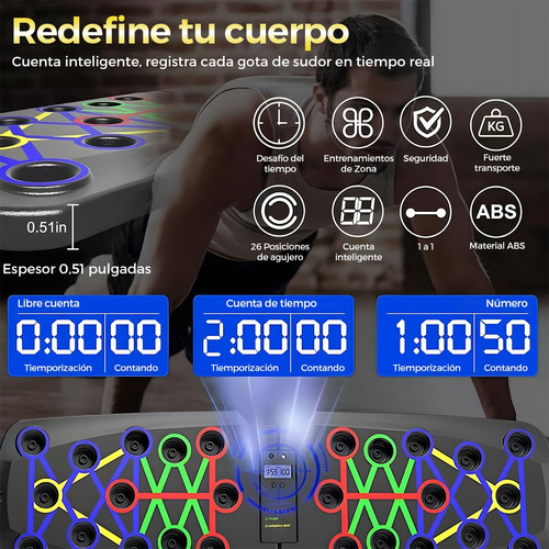 Tabla Para Lagartijas Barras Push Up Ejercicios Tablero Negro