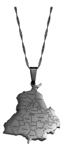 Collar Con Colgante De Mapa De Punjab De Acero Inoxidable, J