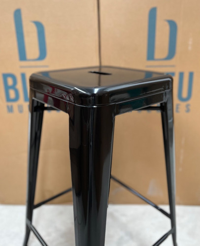 Banco Para Barra Tipo Tolix 66cm De Altura Banco De Metal Color Negro