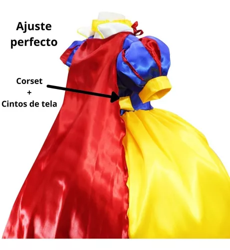 Vestido De Princesa Blanca Nieves Incluye Capa Y Diadema