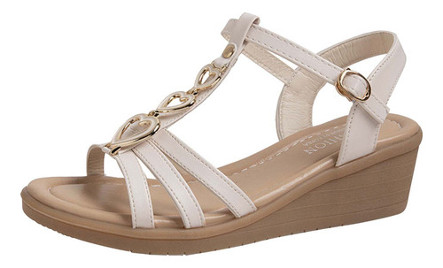 Sandalias Con Cuña Para Mujer, Decoración En Forma De Corazó