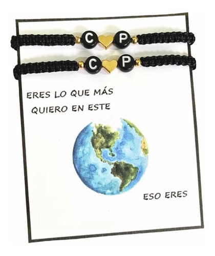 Dúo Pulseras Eres Iniciales Pareja Novios Mundo Aniversario