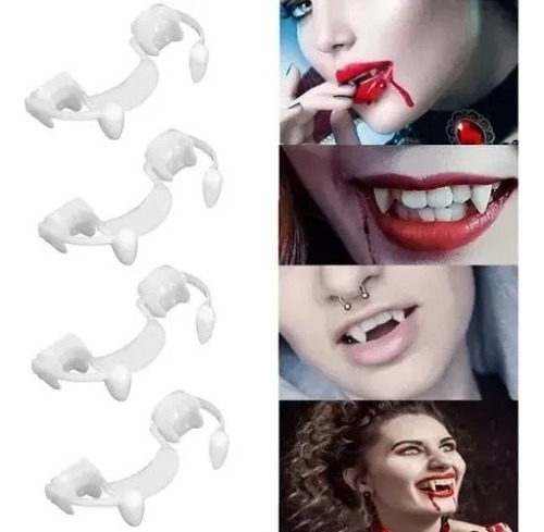 Presas De Vampiro De Silicone Macio T, Dentes Retráteis