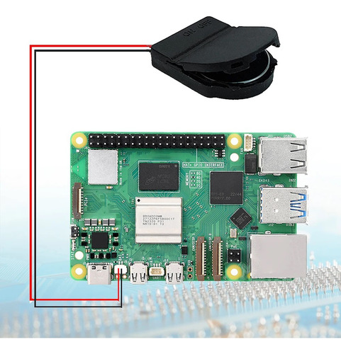 Tecneu Soporte Batería Rtc Reloj Para Raspberry Pi 5 + Pila Recargable Tiempo Preciso