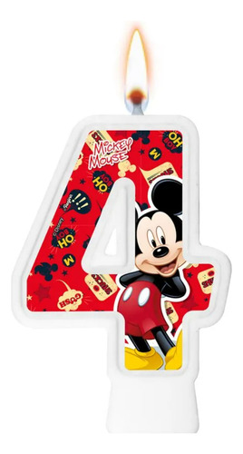 Vela 4 Anos Decoração Mickey Festa Aniversário