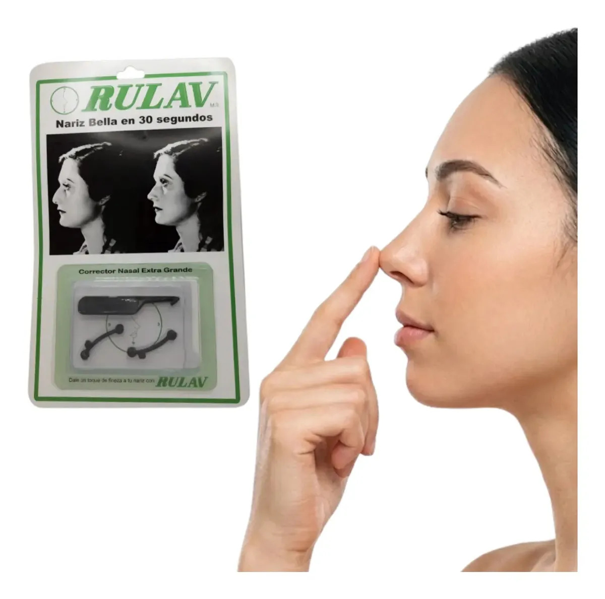 Corrector Nasal Rulav - Extra Grande - Negro - 3.5cm - Forma Nariz - Nariz Respingada - Fácil de usar