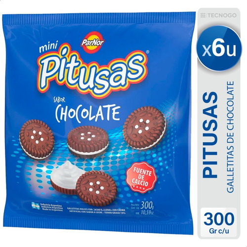 Galletitas Pitusas Chocolate Mini Galletas Dulces Pack X6