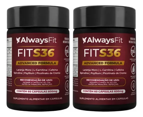 Kit 2 Alwaysfit Fit S36 Suplemento Emagrecedor 60 Cápsulas Sem Sabor