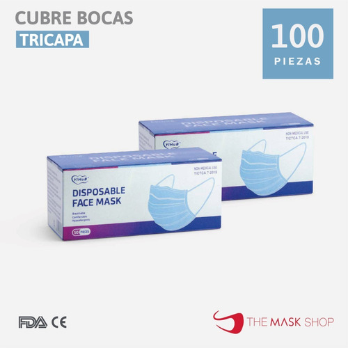 Cubrebocas 100 Pzs Tapabocas Tricapa Termosellado Plisado -m