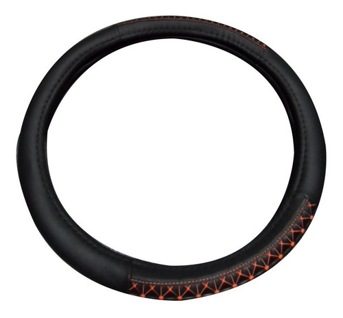Imagen 2 de 2 de Cubre Volante Auto Goma Cuerina Uniersal Negro/naranja