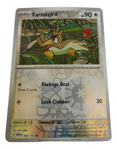 Carta Pokémon Tcg Farfetch'd 083/165 Reverse Original Ingles Farfetchd Inglés