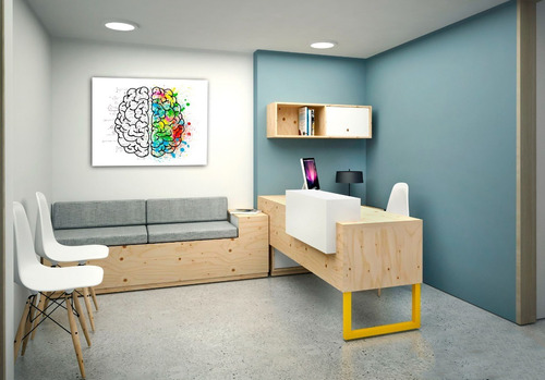 Cuadro Moderno Canvas Cerebro Colores Consultorio 80x100cm