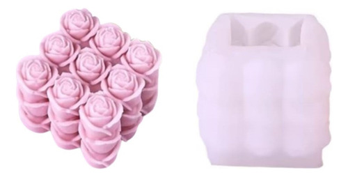 Molde Silicón Con Forma De Cubo Con Flores. Vela, Jabón