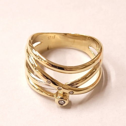 Imagen 8 de 8 de Anillo Calado Oro 18k Cubics 5,3grs N°14 1,2cm Ancho Brumat