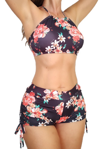 Conjunto De Biquíni Shortinho Sunkini Com Top Cropped