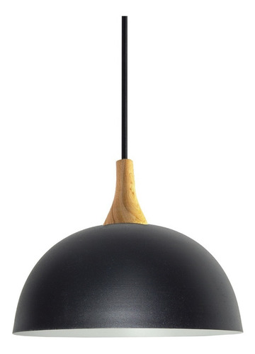 Colgante 4 Luces 20cm Nordico Deco Led Campana Deco Madera Estructura Negro