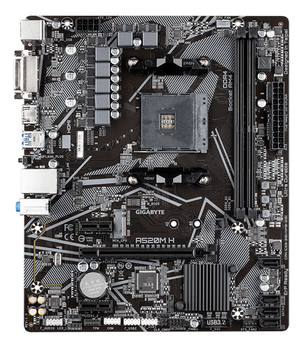 Placa Gigabyte A520m H Am4 Ddr4 2 Ranuras 64gb Sata 6gb Usb