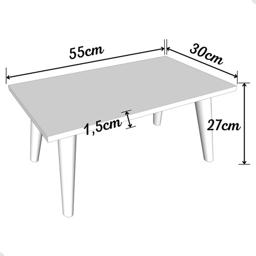 Mesa De Centro Retangular Apoio Sala Sofá Pés Palito Madeira Retro Classic Cor Freijó