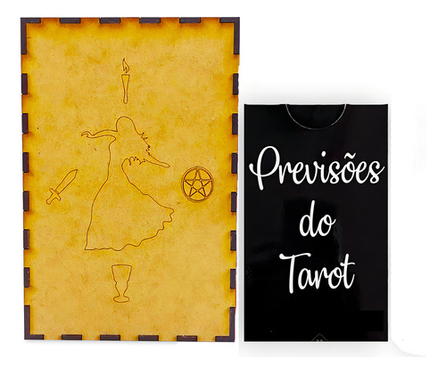 Kit As Grandes Previsões Do Tarô E Porta Tarô Caixa Madeira