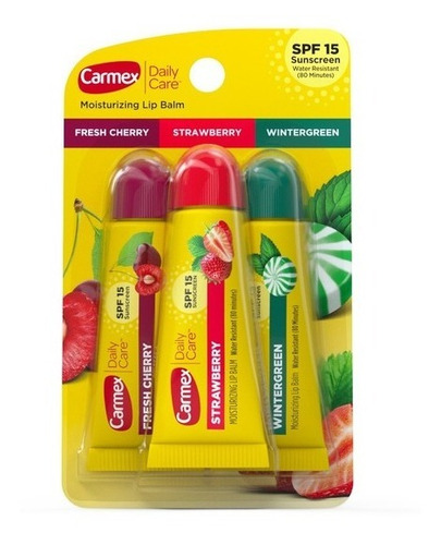 Carmex Lip Balm Daily Care Kit Com 3 Bisnagas 3 Sabores