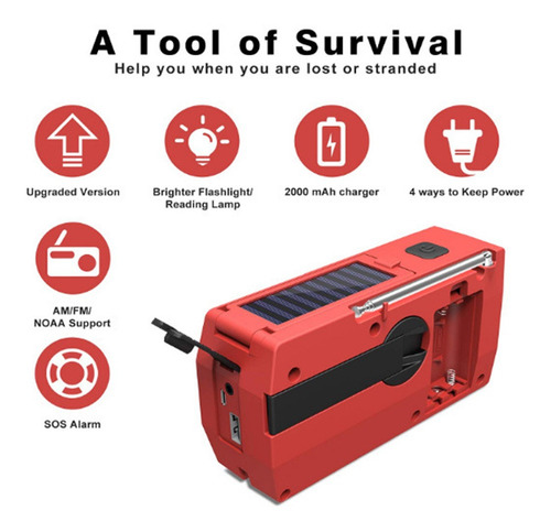 Portátil Ixx3 Impermeável Mão Crank Rádio Multifunções