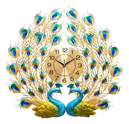 Reloj De Pared Creativo Con Diseño De Pavo Real Grande, Deco