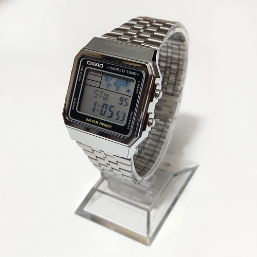 Relogio Casio Digital Prata A500wa Mapa Original C/ Caixa Nf