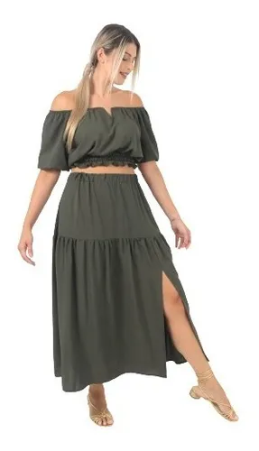 Cropped e saia cheap longa mercado livre
