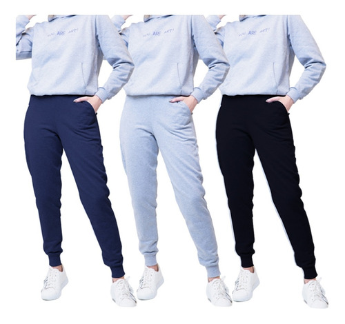 Pantalón Deportivo Dama Jogging Tiro Alto C Puño Y Bolsillos