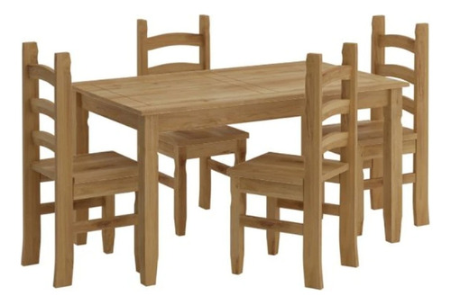 Juego De Comedor 4 Sillas - Corona - Madera -rustico Hogar -