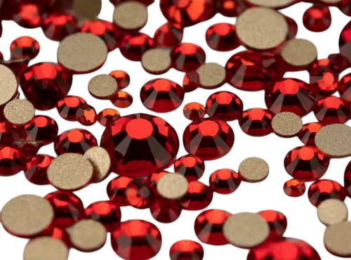 Piedras Cristal Decorativas Uñas Tornasol 1440 Pzs Rojo
