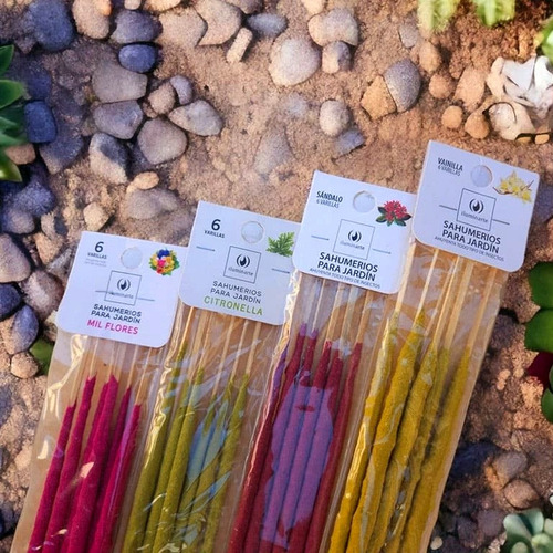 Sahumerios Largos Jardín X 6 Varillas 40cm Triple Empaste Fragancia Mil Flores