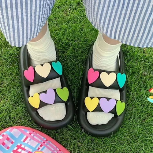 Pantufla Plataforma Cómoda Kawaii Corazón Sandalias