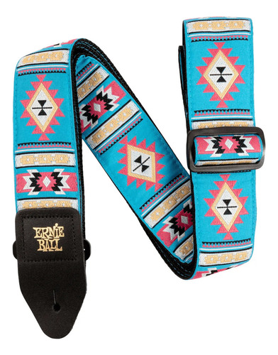 Pulseira de couro extra longa ajustável Ernie Ball - Sedona Blue Jacquard Steel