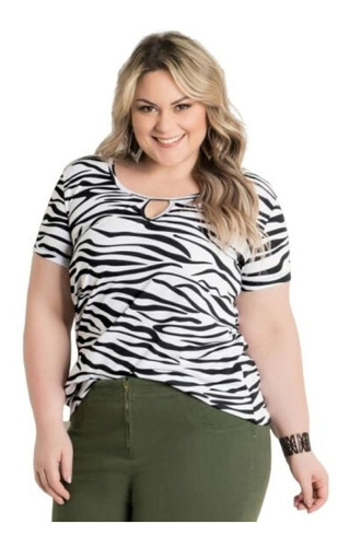 Blusa Roupas Femininas T-shirt Animal Print Plus Size