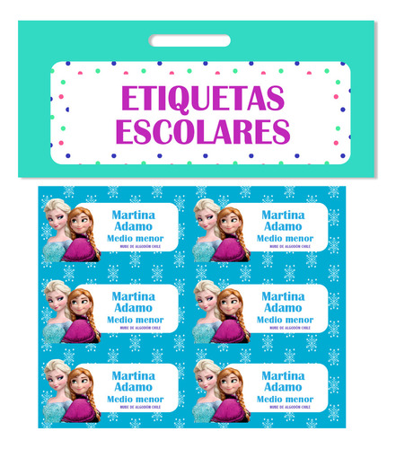 40 Etiquetas Escolares Personalizadas Frozen Elsa Ana Niñas