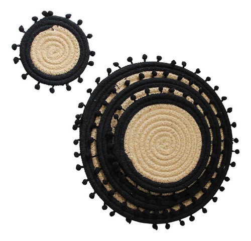 Tapetes De Mesa De Comedor De Lino De Algodón Trenzado