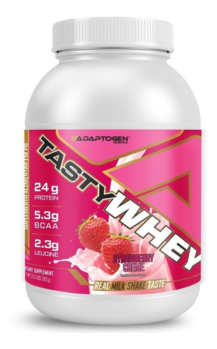 Tasty Whey 912g Adaptogen Science Usa - Whey Protein Gourmet Sabor Strawberry Creme 912g